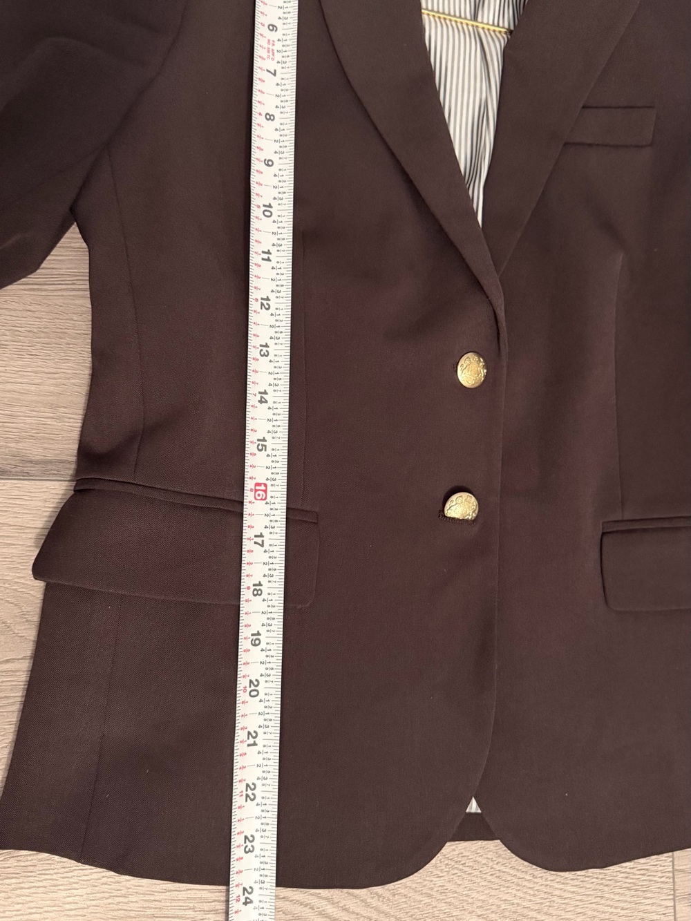 J. Crew Chocolate Brown Tailored Blazer with Gold Buttons - Picture 8 of 13